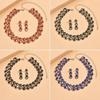Rhinestone Necklace Earrings Set Luxury Neck Chain Elegant Stud Earrings Gift Giving