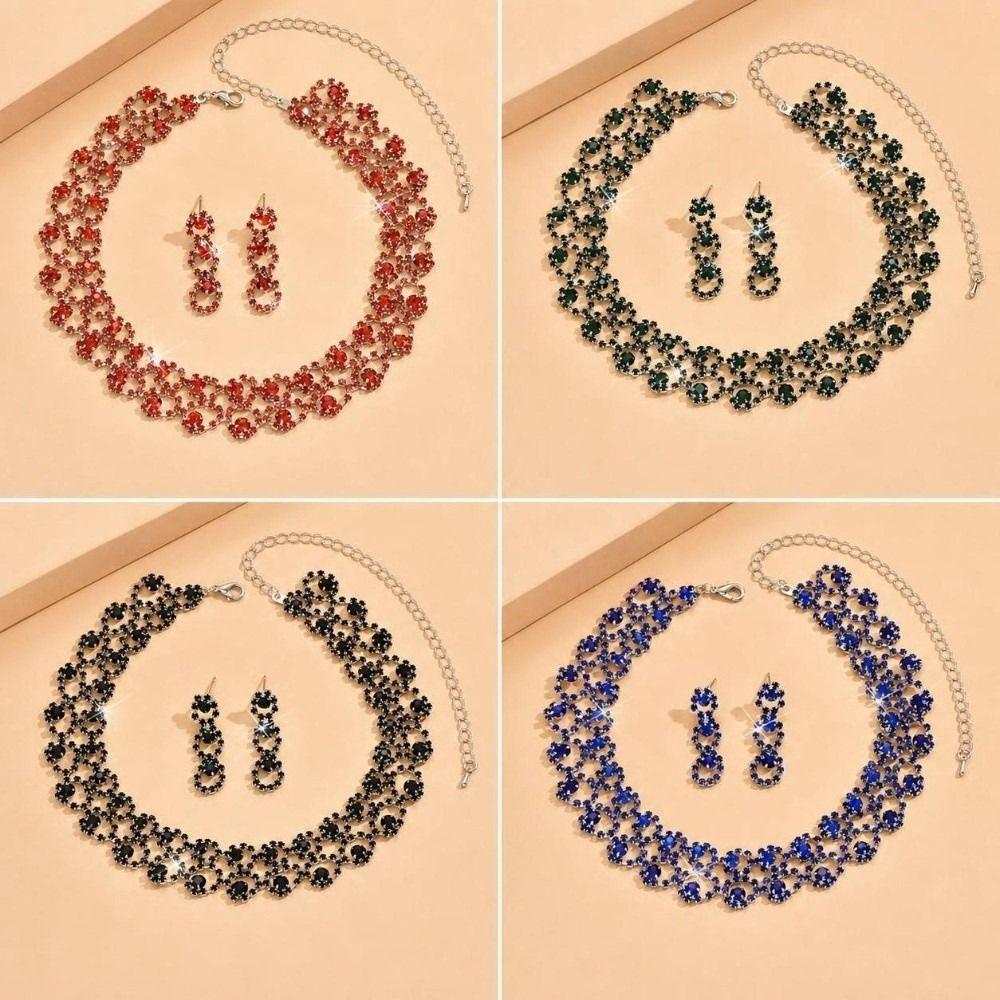 Luxury Necklace Earrings Set Choker Neck Chain Fashion Stud Earrings Gift Giving