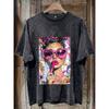Street Graffiti Abstrakte Kunst Ausgewaschenes T-Shirt, Bequem, Weich, Vintage Print, Street Graffiti, Hip-Hop Stil, Trendig, , Lustig, Modisch, Outdoor,