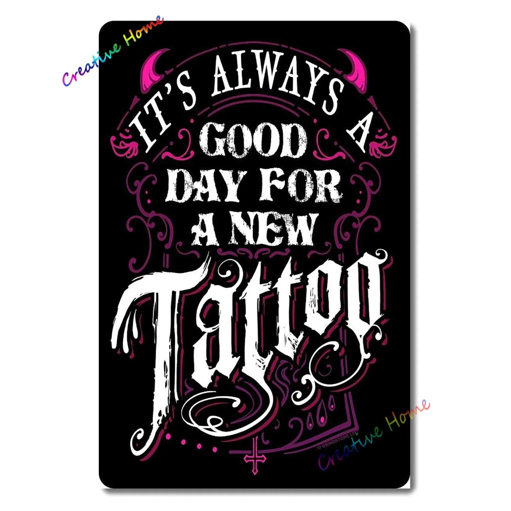 Vintage Poster Tattoo Studio Name Of Company Tin Sign Metal Plaque Shop Bar Pub Coffee Shop Wall Decoration Vintage Metal Plate