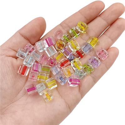 Acrylperlen zur Herstellung von transparenten Armbändern, Ohrringen, DIY-Bastelperlen, quadratische Würfelperlen, 20 Stück, 8 mm, Perlen für Handarbeiten, Schmuckzubehör