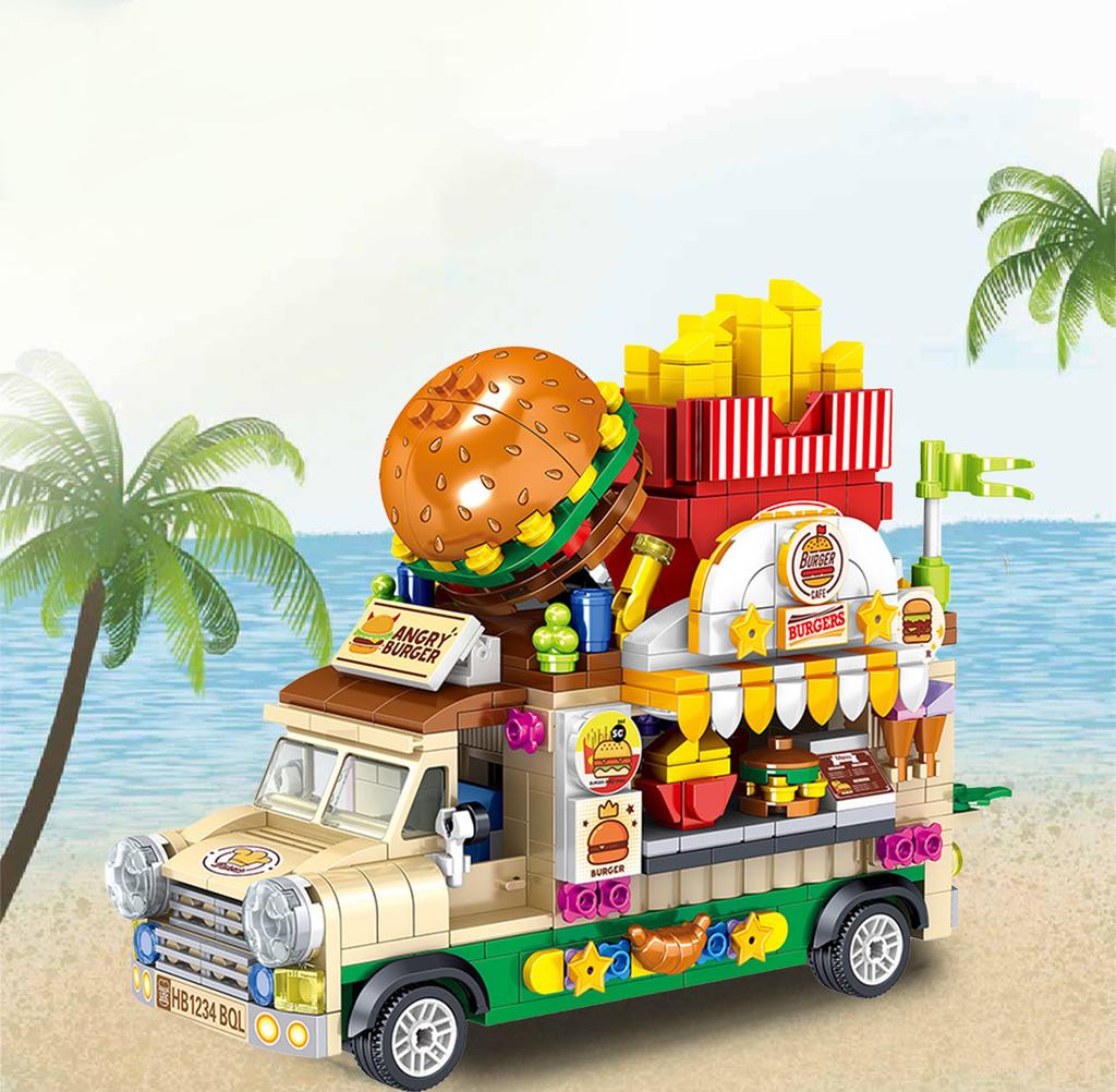 Dining Car Blocks Toy Educational Boredom Relief Children Food Truck Building Blocks for Boys Girls