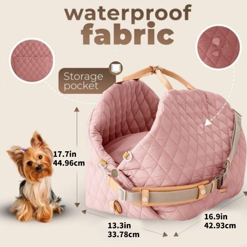 Pet Carriers Convertible Car Seats Folded Dog Bed With Secure Safety Rings Nonslip Bottom Storage Pouches For Travel