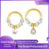 2023 Copper Nose Ring with Zircon & Stainless Steel Details, INS-Style Water Drop Pearl Design