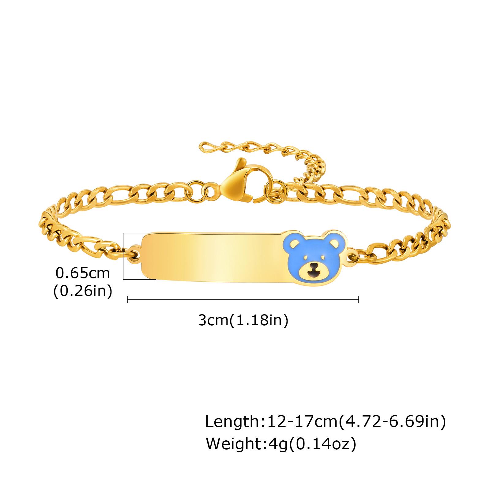 

Stainless Steel Personalized Custom Name Date Pattern Bracelets for Little Girls Boys NK Chain Bear Cat head Bracelet Gifts No Custom