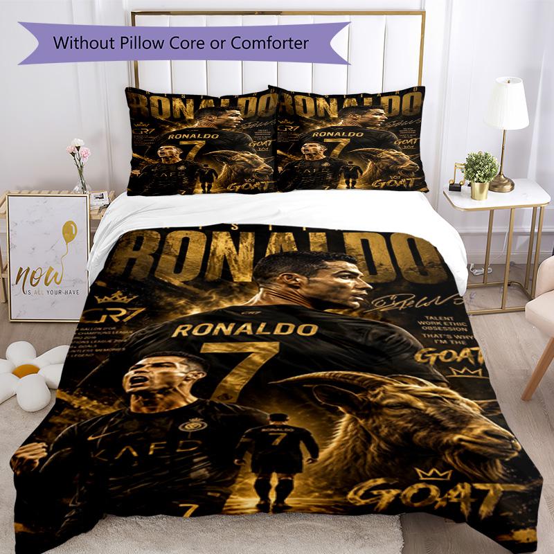 Ronaldo's Golden Legend: Ronaldo's Legacy Bedding Set, Breathable Duvet Cover with Pillowcases, Soft Bed Linen for Bedroom Home Decoration, Perfect Fe