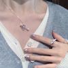 Sweet Pink Diamond Cupid Love Necklace ins Student Girl One Arrow Through Heart Pendant Girlfriend Chain Collarbone Chain