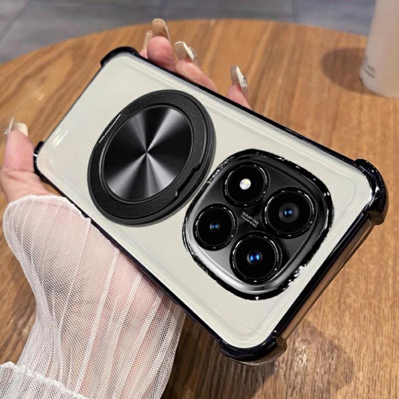 For Xiaomi Redmi Note 14 13 12 Pro Plus POCO X7 X6 F6 M6 Pro 5G 4G Case 360° Magnetic Holder Plating Silicone Shockproof Cover