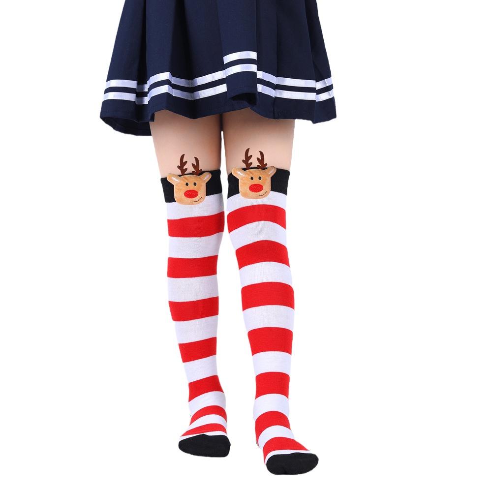 New Arrival Kids Christmas Socks With Cute Cartoon Deer Plush Toy Polyester Fabric Friction Resistant