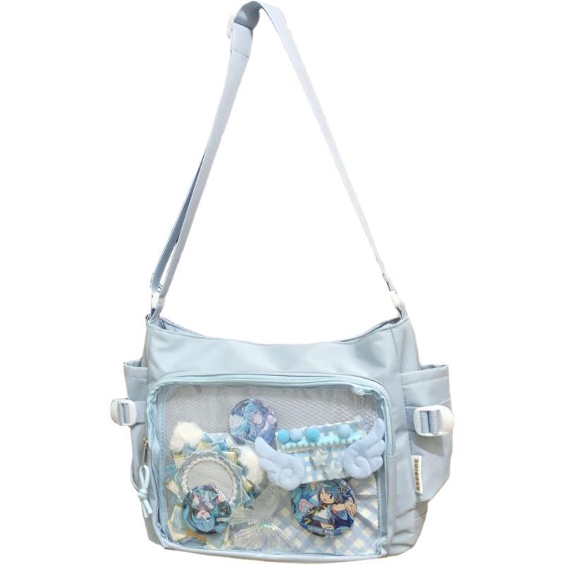 Academy Style, Versatile, Simple and Large-capacity Class, Book-loaded Mailman Bag, Female Transparent Bar, One-shoulder Messenger Baby Bag, Pain Bag.