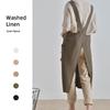 Cotton Linen Kitchen Apron Big Size With Pockets Pinafore Dress Adjustable Straps Japanese Style Cross Back Apron