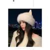 Korean Style Cute Cat Ears Plush Knit Hat Autumn Winter Warm Casual Beanie