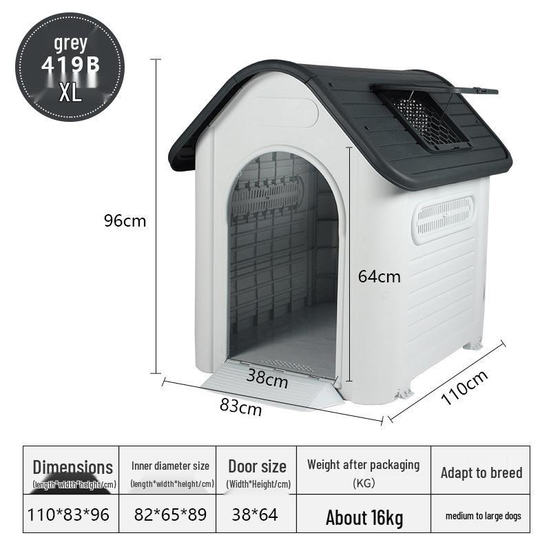 Rainproof Outdoor Dog Kennel for Medium & Large Dogs with Bed - Summer Cat Nest & Dog Cage Villa