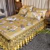 Ropa de cama de lujo lavable suave como el hielo Encaje Falda de cama Bordado Colchas escénicas Tamaño Queen King Alfombrilla plegable refrescante