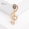 Elegant Brooch Pin Musical Note Shiny Diamond-set Alloy Clothing Design Accessories Pins Simple Corsage for Women Versatile