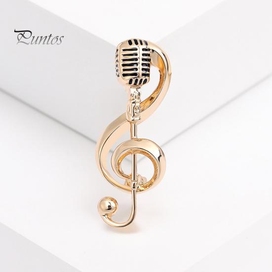 Elegant Brooch Pin Musical Note Shiny Diamond-set Alloy Clothing Design Accessories Pins Simple Corsage for Women Versatile