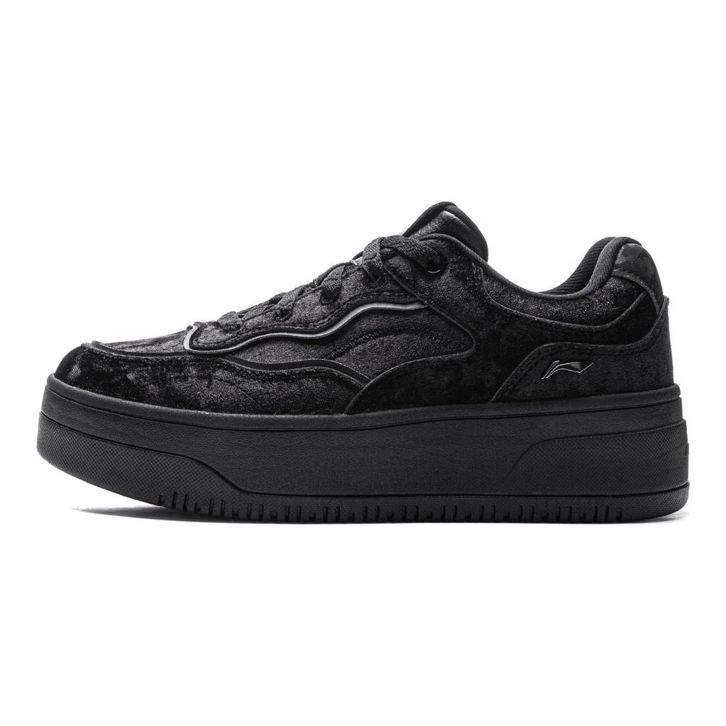 Li Ning Cheese 2.0 Slip Resistant Cushioning Abrasion Resistant Breathable Low Top Skateboard Shoes Women's Black AGCV348-3