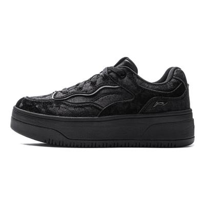 Li Ning Cheese 2.0 Slip Resistant Cushioning Abrasion Resistant Breathable Low Top Skateboard Shoes Women's Black AGCV348-3