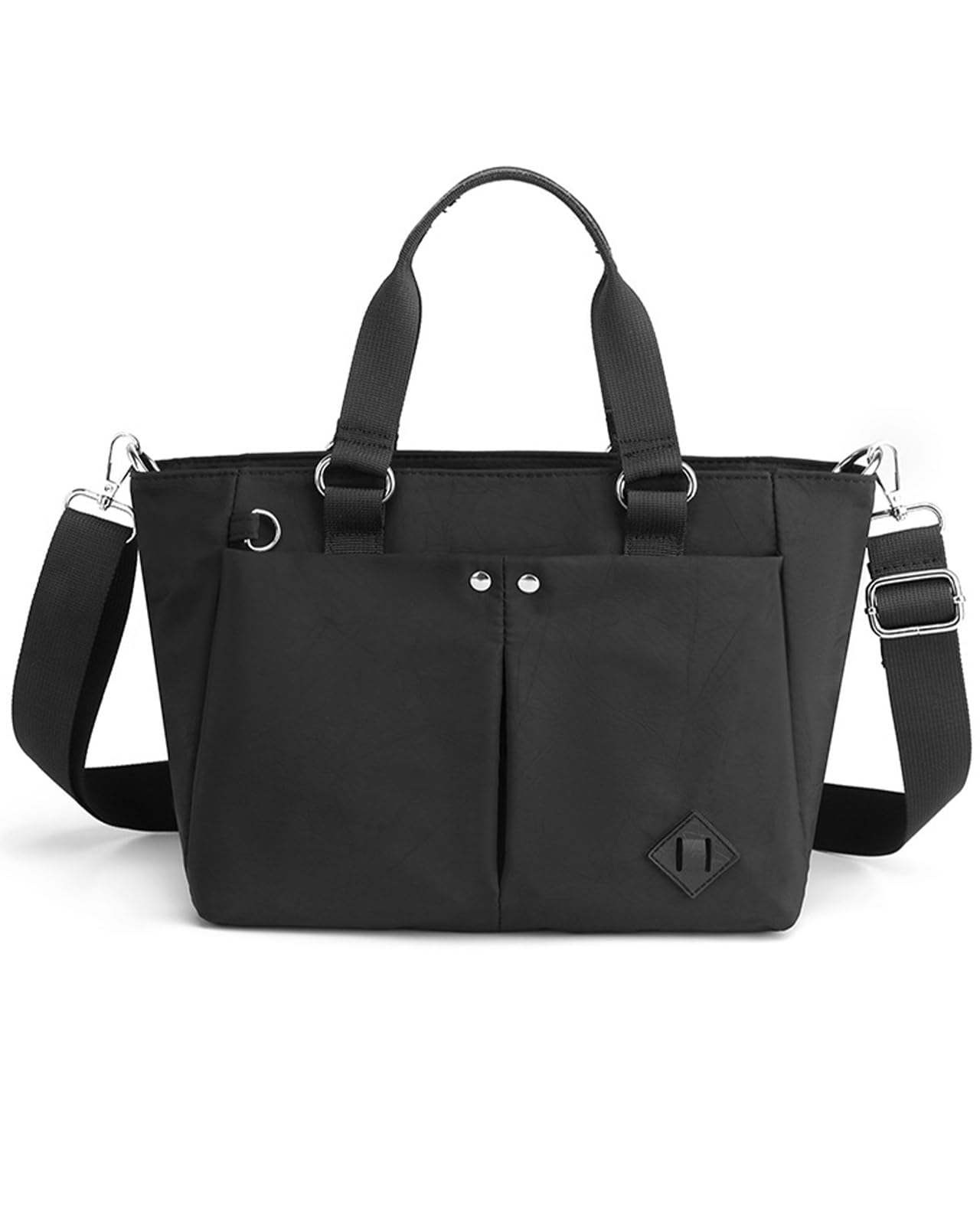 

Walking shoulder outer plastic large tote black [Gemma Plus] [Ultra-lightweight] bag, bag, water-repellent, nylon, lightweight, crossbody, 2-way, чорний