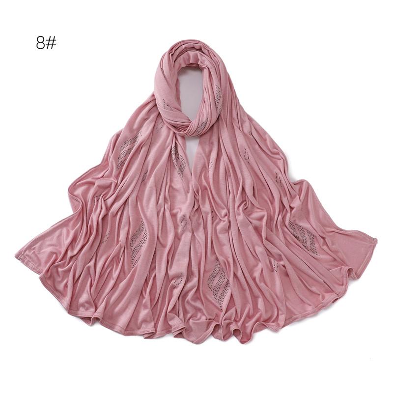Rhinestone Floral Beads Modal Jersey Hijab Shawls Women Wrap Elastic Thick Muslim Full Cover Islam Foulards Bonnet Headband