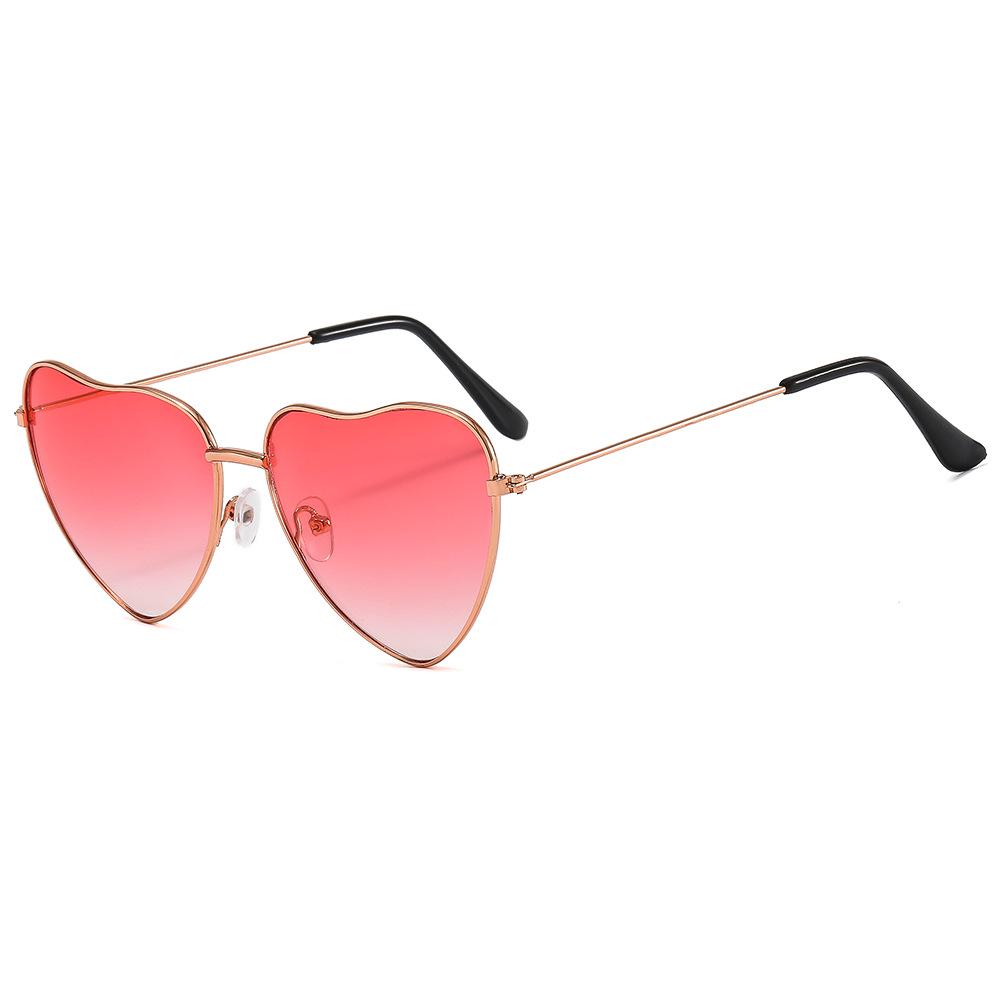 Retro Peach Heart Metal Frame Sunglasses with Ocean Lenses for Women