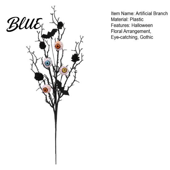 Fake Dead Branches Halloween Black Artificial Branches Scary Eyeballs Picks with Bats Pine Indoor Outdoor Branch Cones for Gothic Vase Filler Floral
