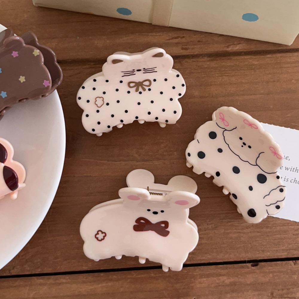 Korean Style Cartoon Animal Hair Claw Acrylic Spotted Cat Hair Clip  Hair Accessories