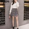 Temperament Celebrity Small Incense Wind Ruffle Double-breasted Tweed Half-body Skirt Female Elegant High Waist A Line Short Skirt