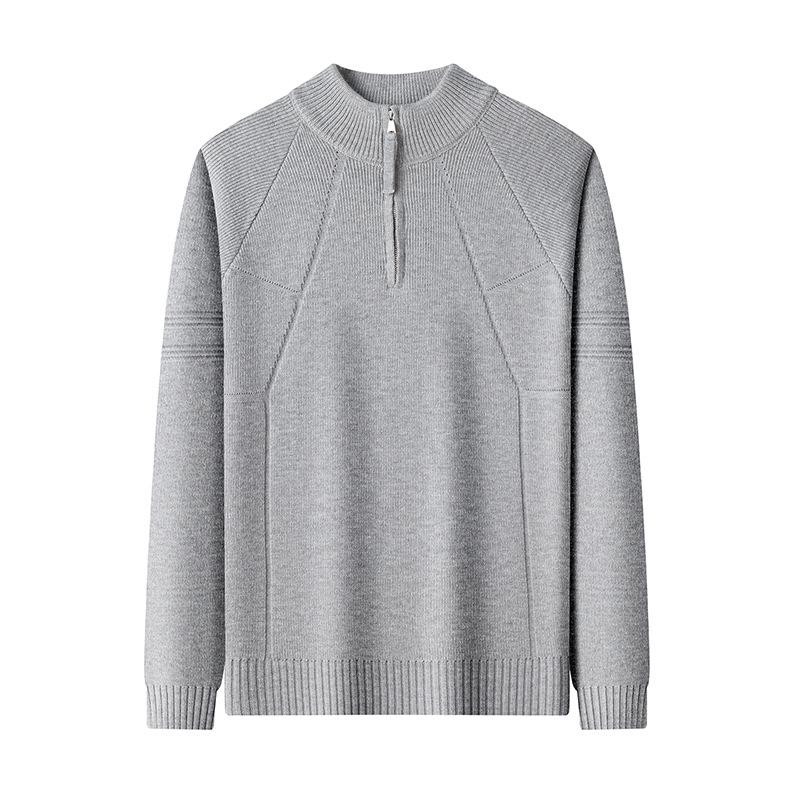 Men's Retro Jacquard Stand Collar Zipper Sweater - Autumn/Winter Casual Knitwear