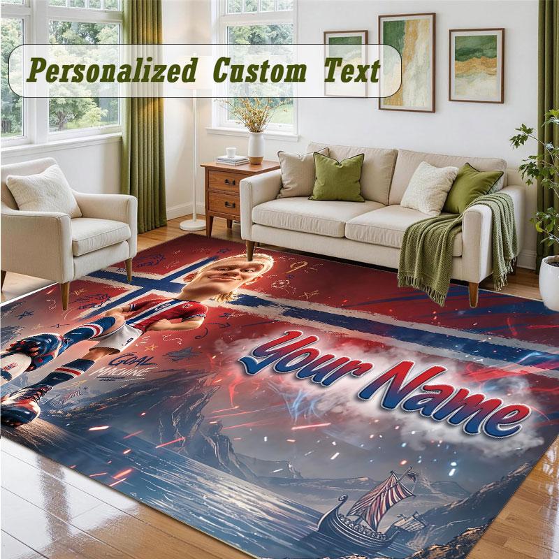 Crystal Velvet Square Rug Custom NameErling Haaland Pattern Non Slip Home Floor Decor Rug