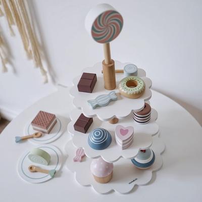 Wooden Kitchen Play House Role Playing Food Toys Children's Baby Simulation Cake Afternoon Tea Birthday Gift