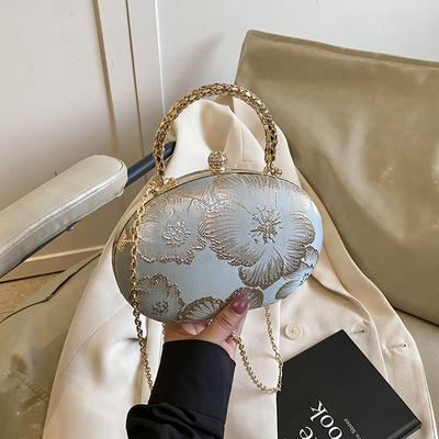 Design Niche Ball Bag Women's 2025 New Portable Fashion Chain Small Bag Dinner Mini Embroidered Oblique Span Bag