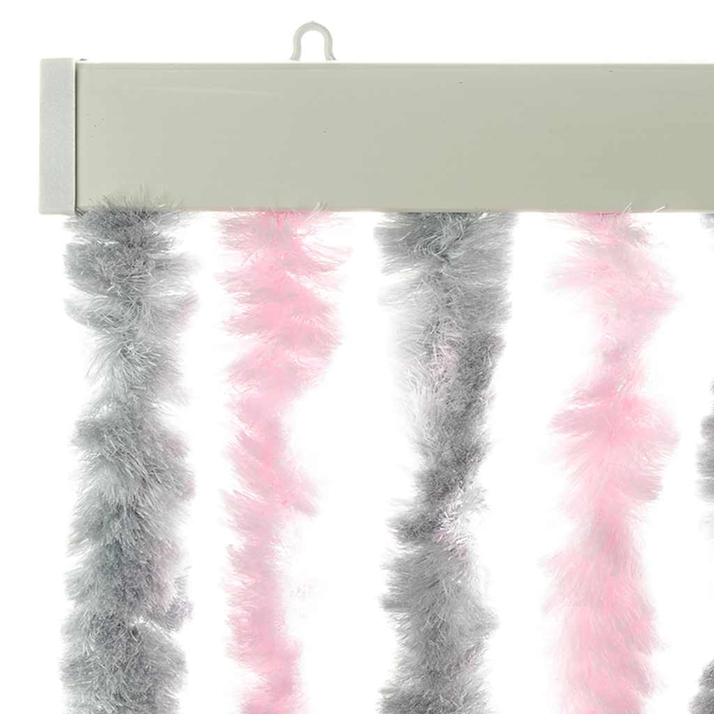 Fly Screen Curtain in Silver Gray and Pink 56 x 200 cm Chenille