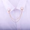 Girl Double Chain Double Layer For Men Korean Pin Collar Brooch Pearl Collar Pin Women Brooches