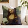Mona Lisa Wearing Pearls Girl Cushion Cover Natural Linen Double Sided Print  Throw Pillow Case for Sofa Couch Home Decor