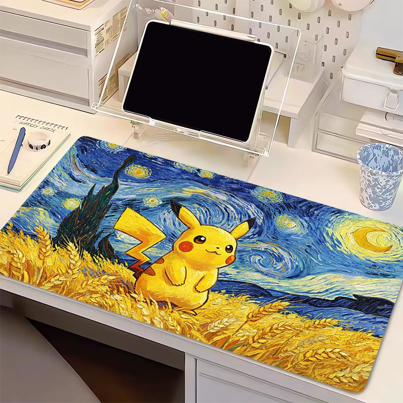 Mouse Pad Gamer Extended Desk Mat PC Computer Keyboard Pad Pokemon Gaming Accessories Pikachu Starry Night oil painting Mousepad