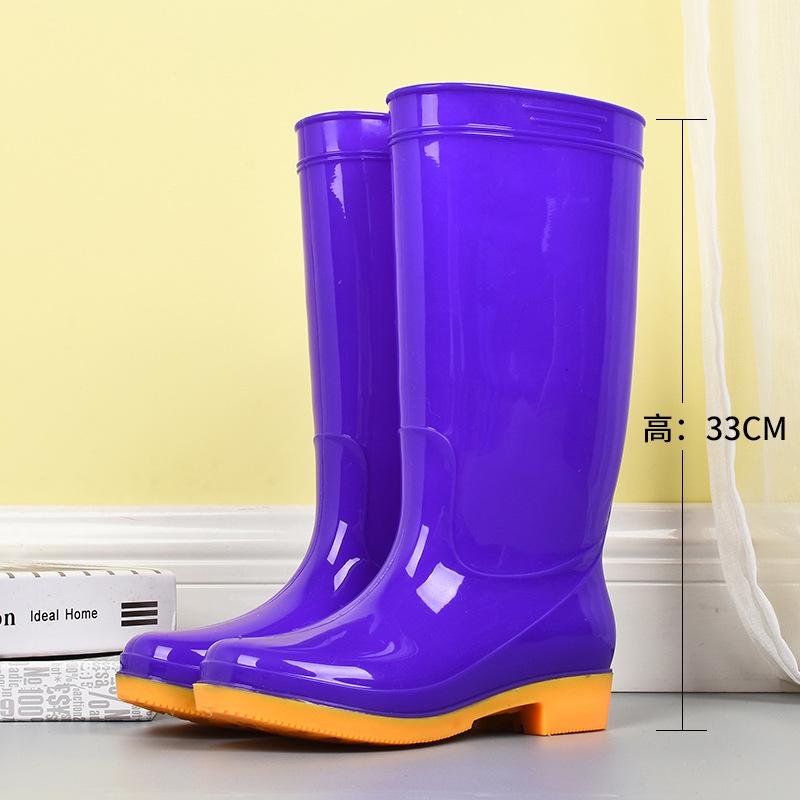High Tube Rain Shoes Women's Long Tube Adult Water Shoes Wear-resistant Rain Boots Non-slip Water Boots Overshoes Car Wash Work Rubber Shoes