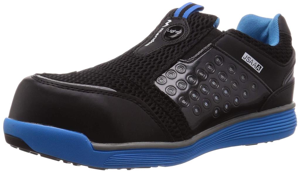 Mandom Safety Light 767 Safety Work Shoes with Resin Toe JSAA Class Size 4E Cap, Lightweight, A, Oil-Resistant, Unisex, Blue/Black, 26.5 cm,