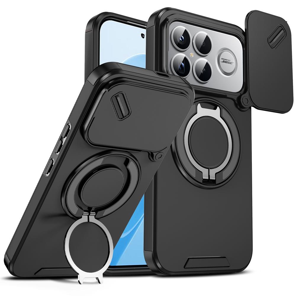 Shockproof Armor Case For Xiaomi Poco F8 Pro PocoF8 Ultra Car Magnetic Ring Stand Slide Camera Lens Cover For Poco F8Pro F8Ultra