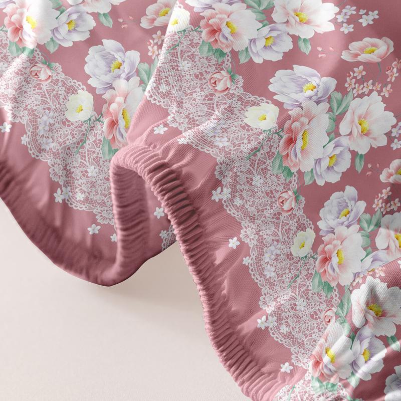 1 Simple Modern Plant Flower Printed Matte Fitted Sheet, Bedroom Printed Bed Cover, Bedding (Excluding Pillowcases)