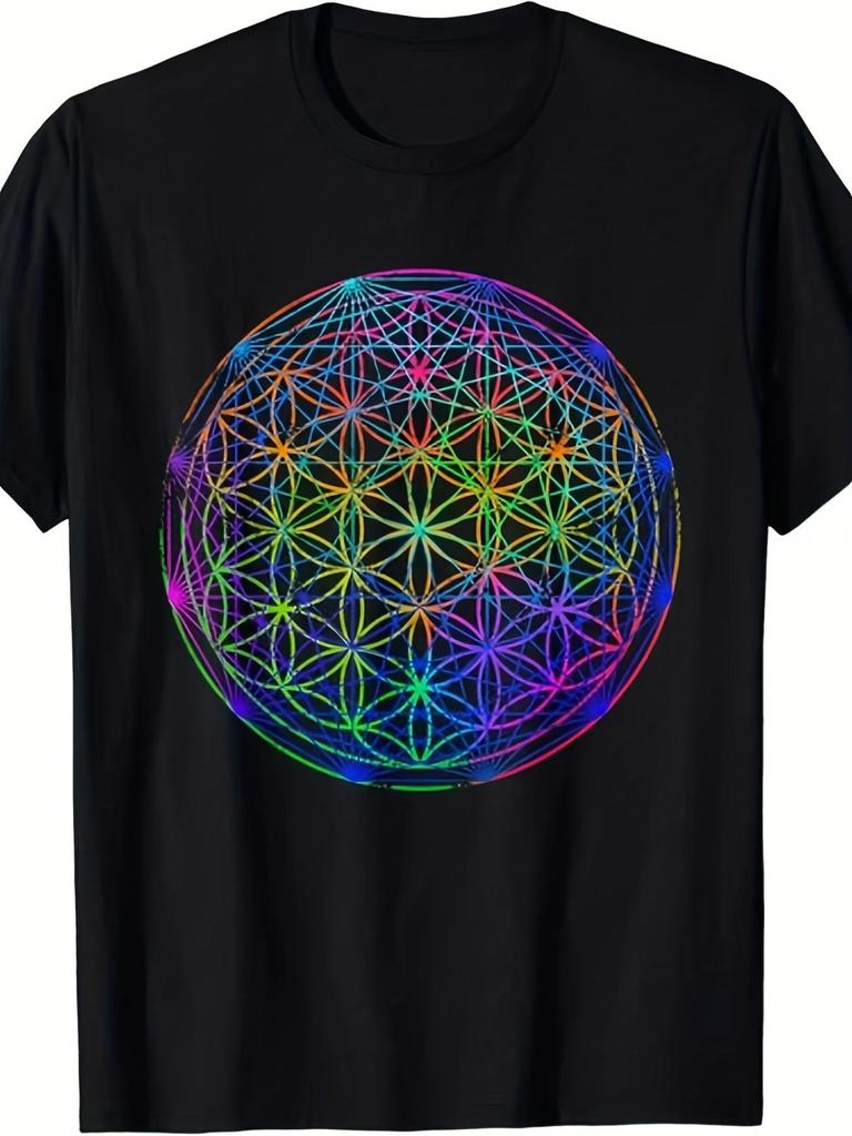Geometric Heart Chakra T-shirt Spiritual Travel Sacred Geometry Spirituality T-Shirt, Unisex Sports