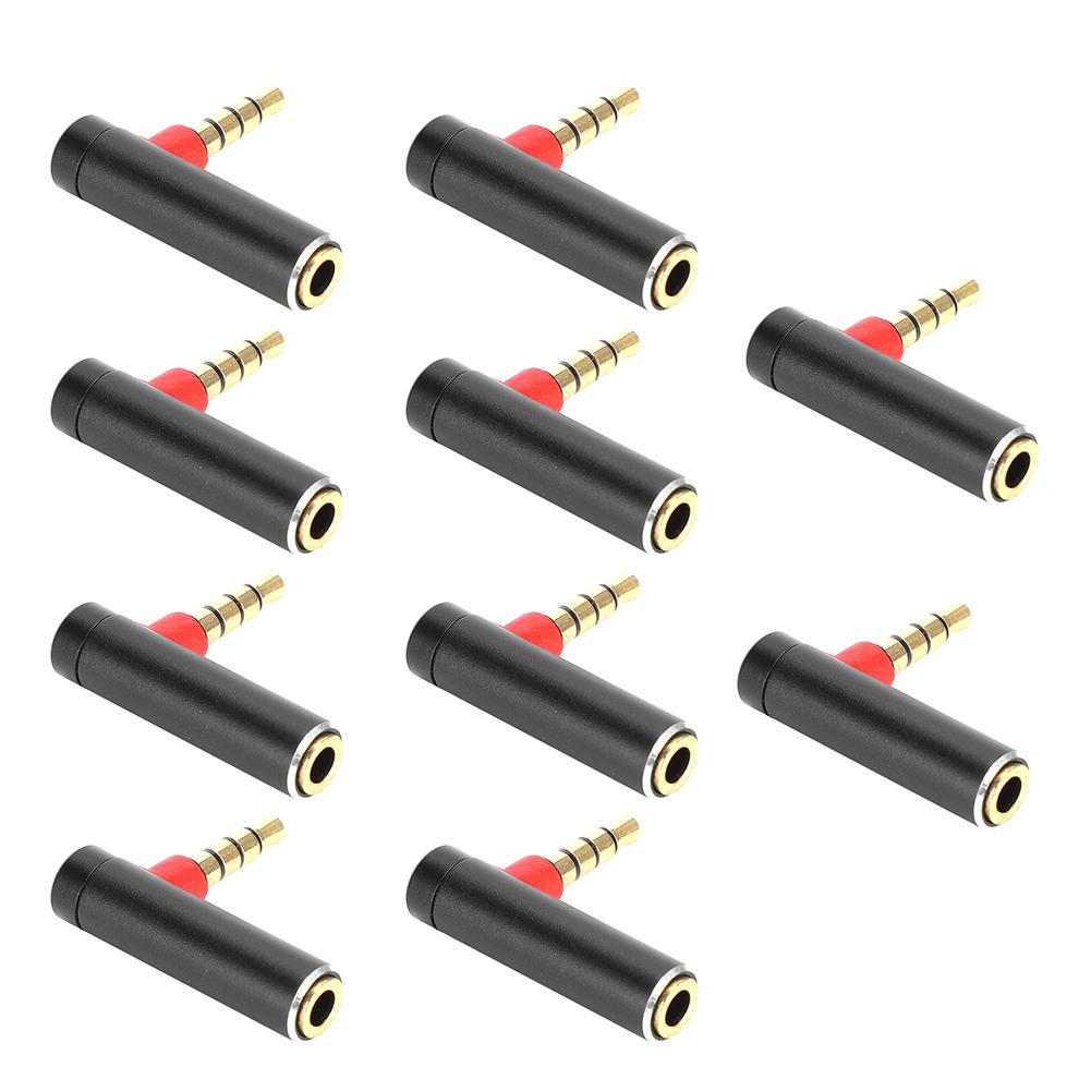 10Pcs 3.5mm Male To Female 90 Degree Elbow Adapter Plug Headset Jack Audio Connectorblack