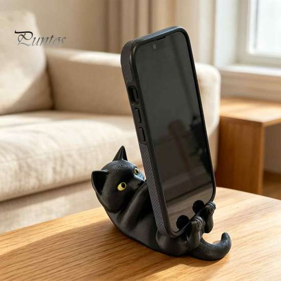 Cat Cell Phone Holder 3D Printed Holder, Lying Kitten Mobile Stand, Hands Free Stand Figurine for Home Office Desk Decor, Gift Lovers