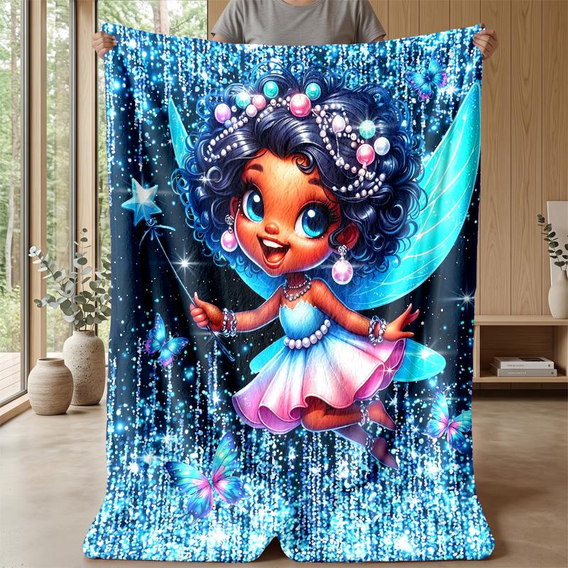 Fairy with Magic Wand Theme blanket Lightweight Warm Flannel Blanket Decorative Throw Blanket for Home Decoration