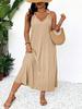 Plus Size Women's Halter Neck Pleated Midi Dress - Summer Casual Beachwear