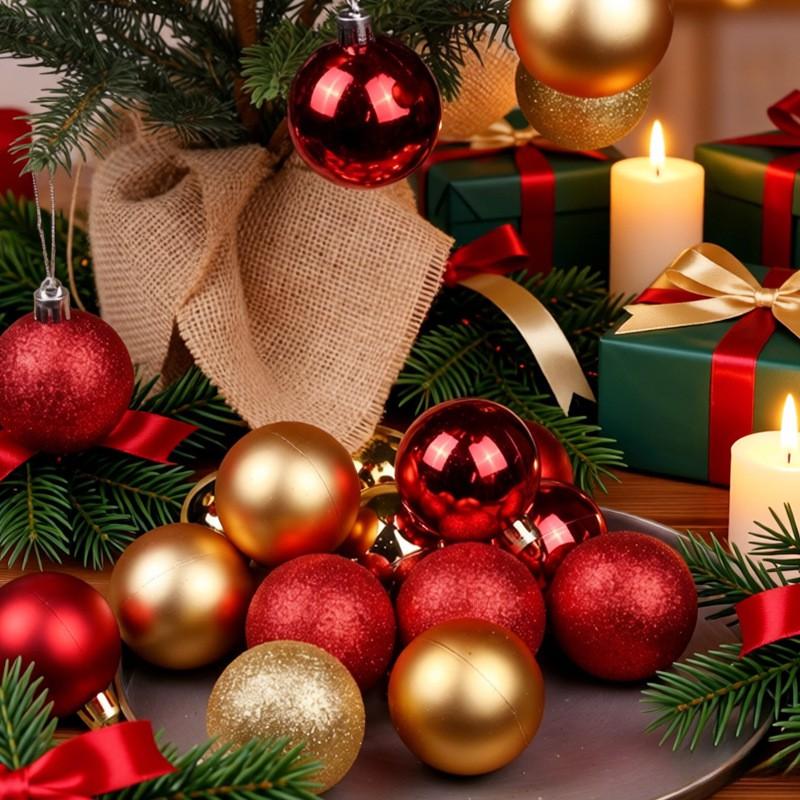 Shiny Electroplated Christmas Ball Ornaments Set 3cm 4cm 6cm 8cm Tree Hanging Decor Red Green Blue Gold Pink Purple