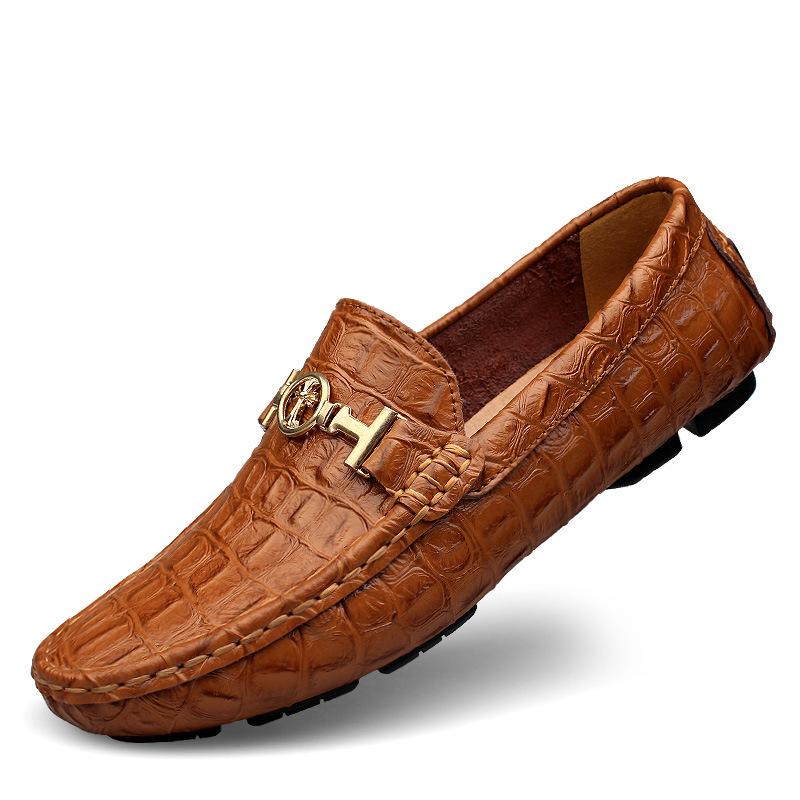 Mode Män Enfärgade Loafers Skor Plattklack Läder Singelskor Plus Size 36-50