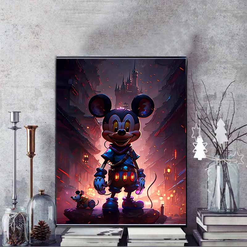 Disney Diamond Painting Mickey Mouse Dark Adventure Style Illustration Wall Decoration Full Diamond Cross Stitch DIY Gift Home Decoration