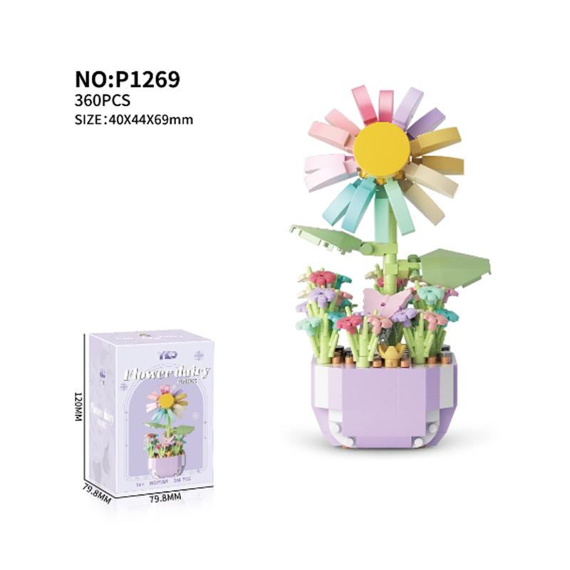 Mini Bausteine Blumentöpfe Simulierte Blumen und Pflanzen Desktop Kleine Ornamente Zusammengebaute Spielzeuge Mädchengeschenke mit gutem Preis