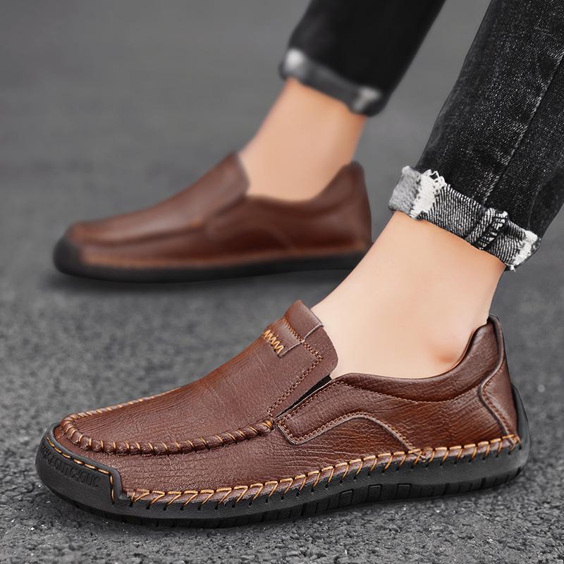 Summer Men's Shoes Men's Comfortable Breathable Walking Flat Men Shoes Large Men's Leather Shoes